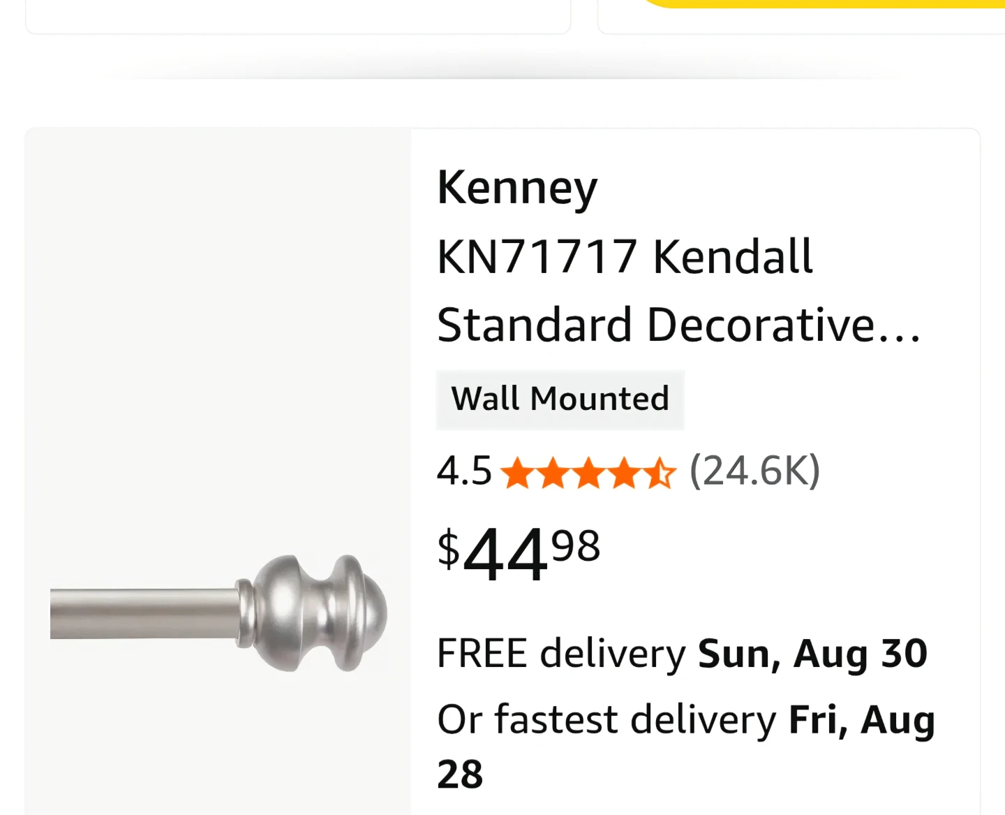 CURTAIN ROD 48"'-86"Nickel kenney kendall 5/8". Have 2