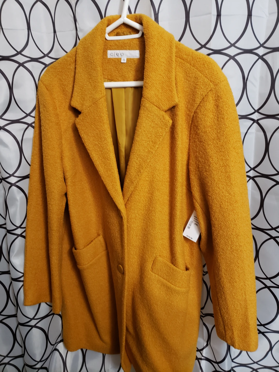 Cleo Mustard Yellow Wool-Blend Coat - Size XXL