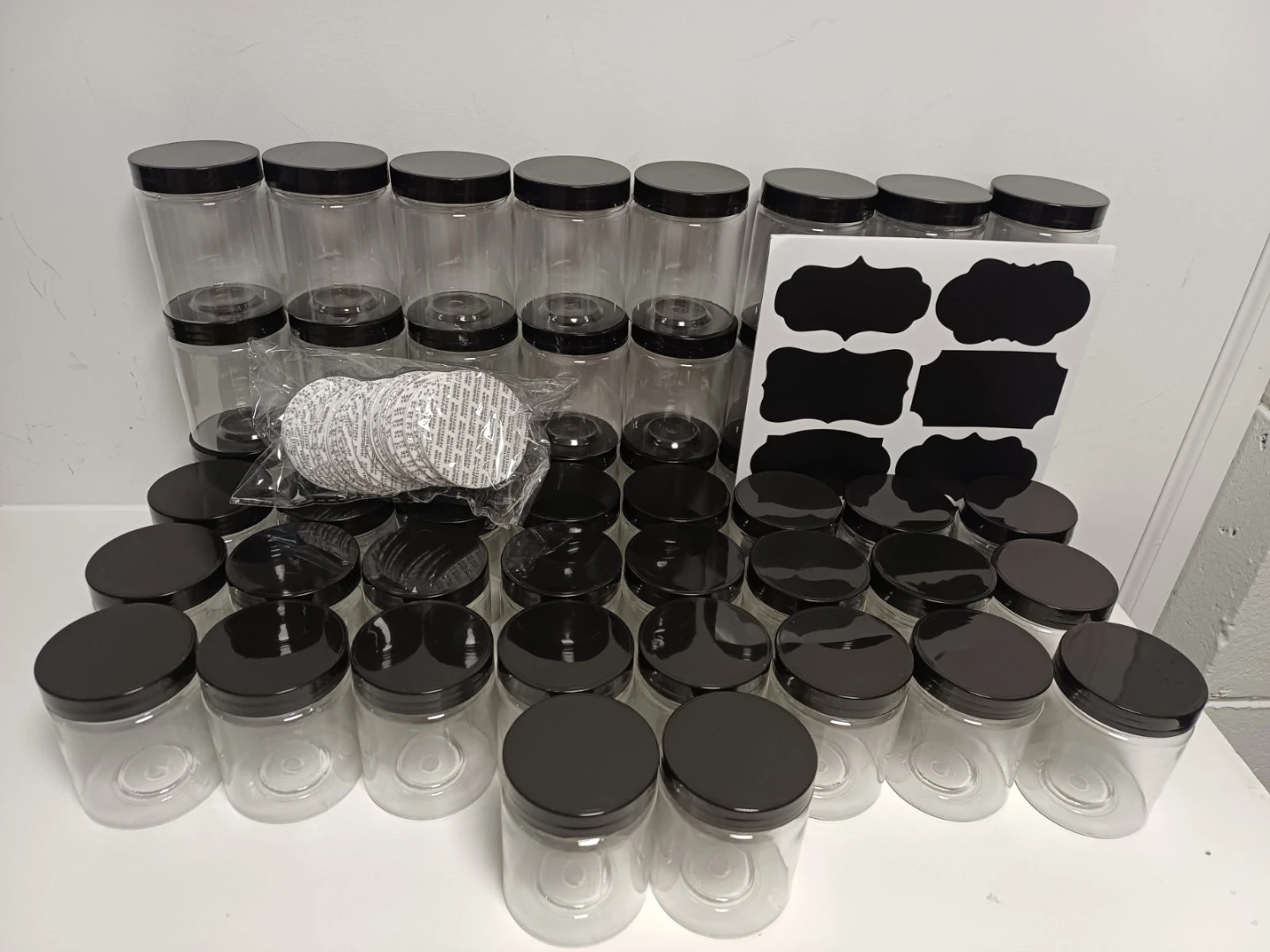 Set of 48 Clear Plastic Storage Jars with Lids