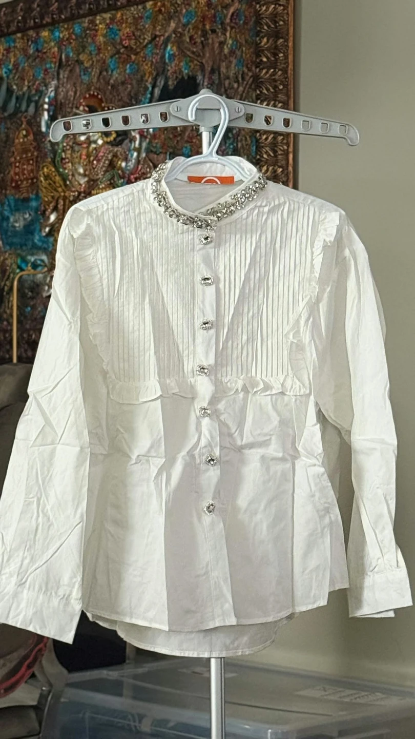 White Rhinestone Embellished Blouse - photo 2