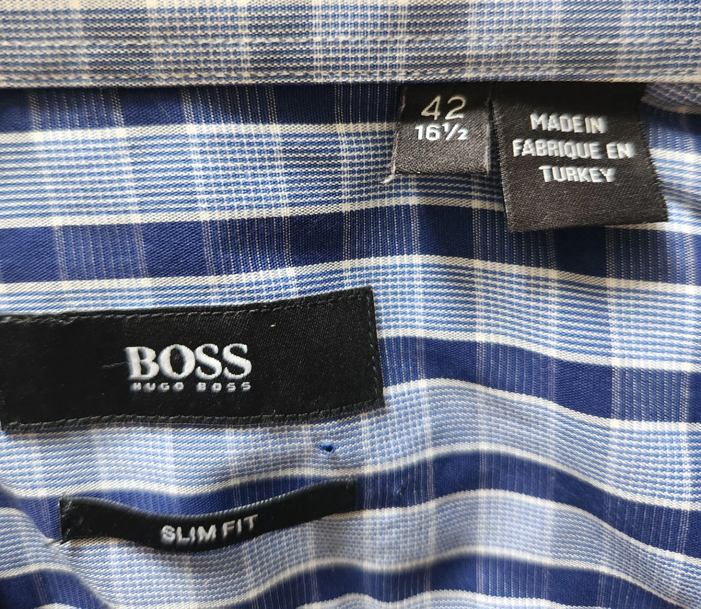 HUGO BOSS Slim Fit Dress Shirt Blue Plaid - photo 5