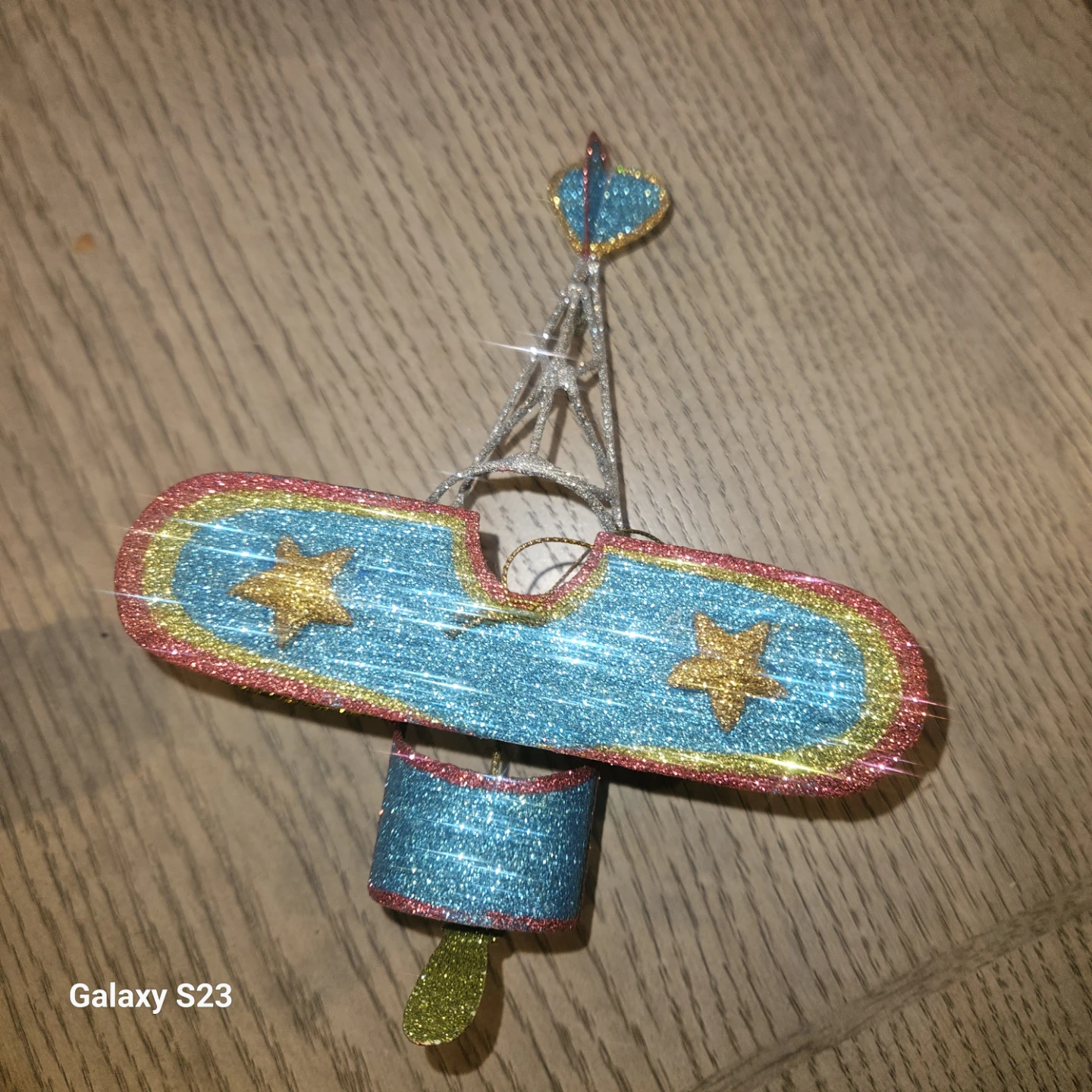 Glittery Airplane Christmas Tree Ornament