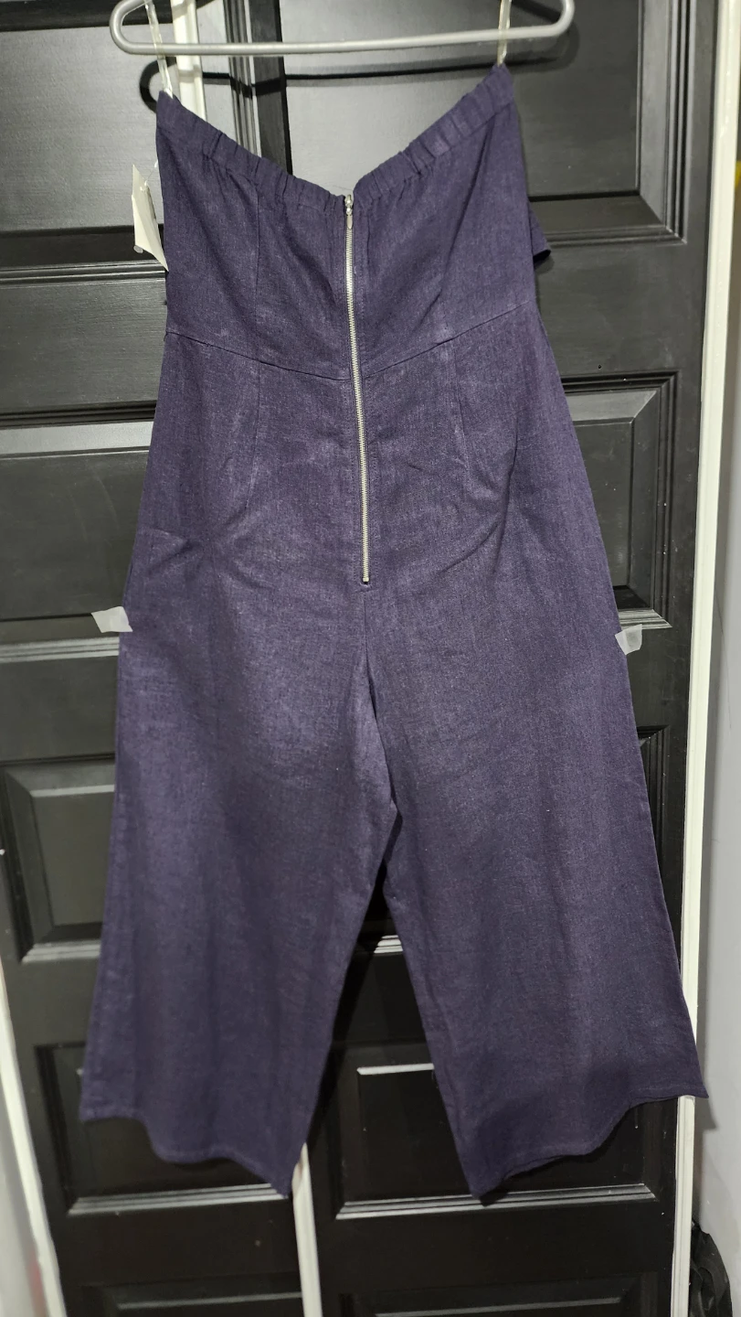Bebe Dark Purple Strapless Jumpsuit - photo 2