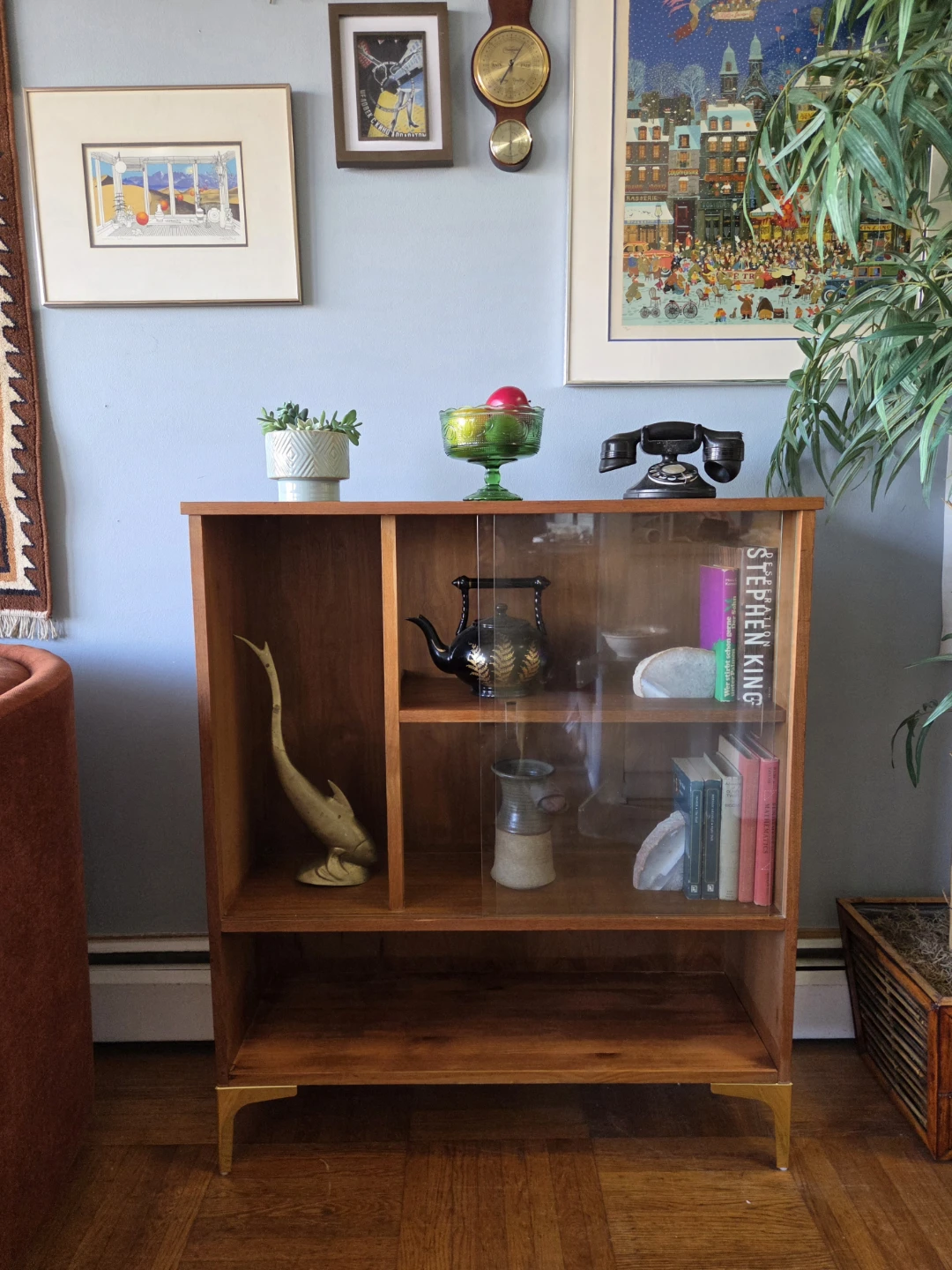 MCM Walnut Hutch Cabinet Buffet