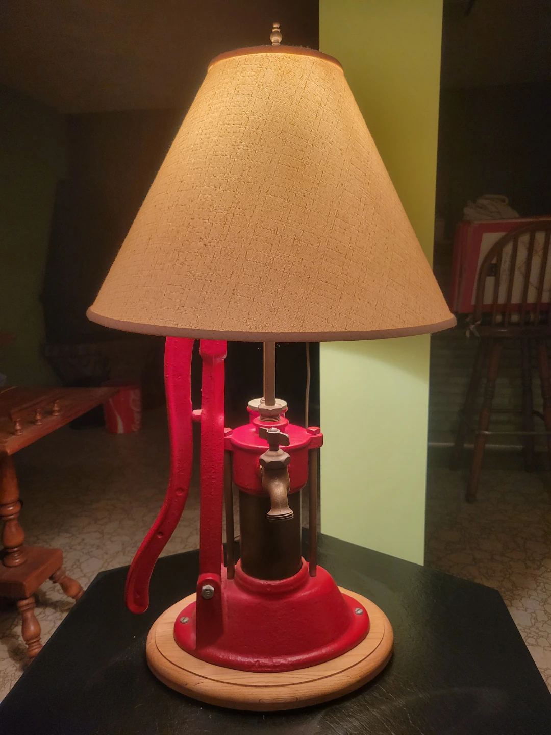 Vintage One of a Kind Hand Pump Table Lamp