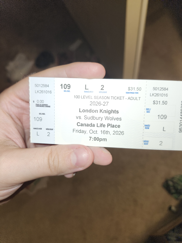 London Knights vs Sudbury Wolves Ticket - Oct 16 2026