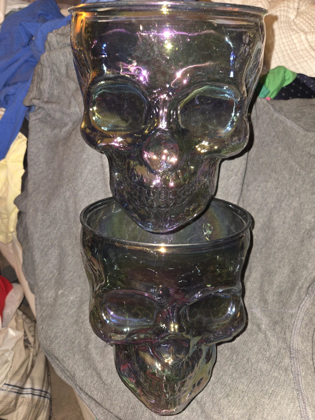 6 Skull head containers iridescent  platic - photo 4