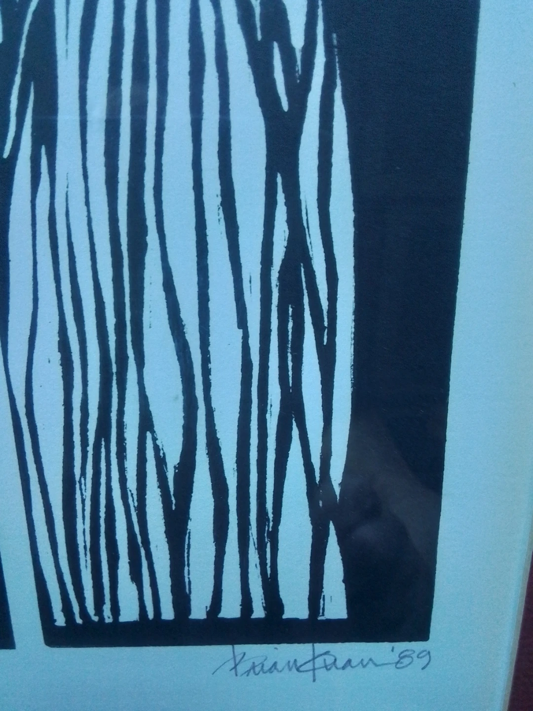 RARE Original 1989 Linocut Relief Print "Water Lily" - photo 3
