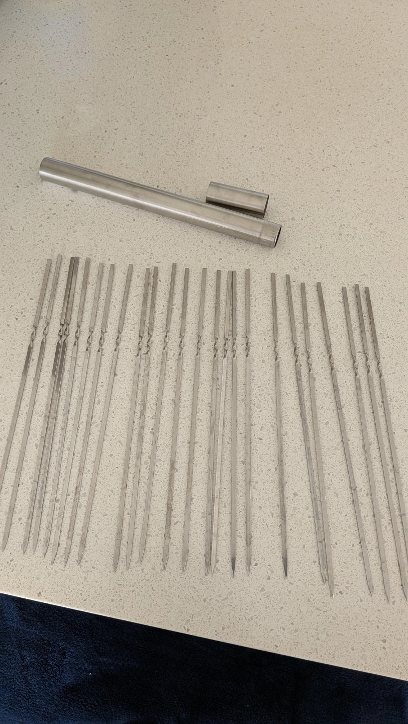 20 Long Flat Stainless Steel BBQ Skewers