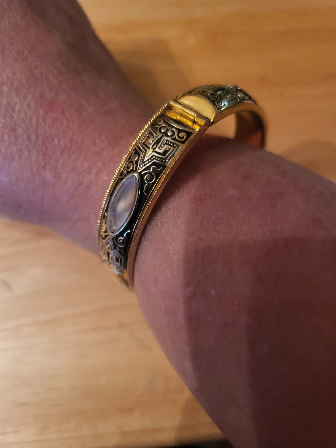 Gold-Tone Greek Key Bangle Bracelet - photo 2