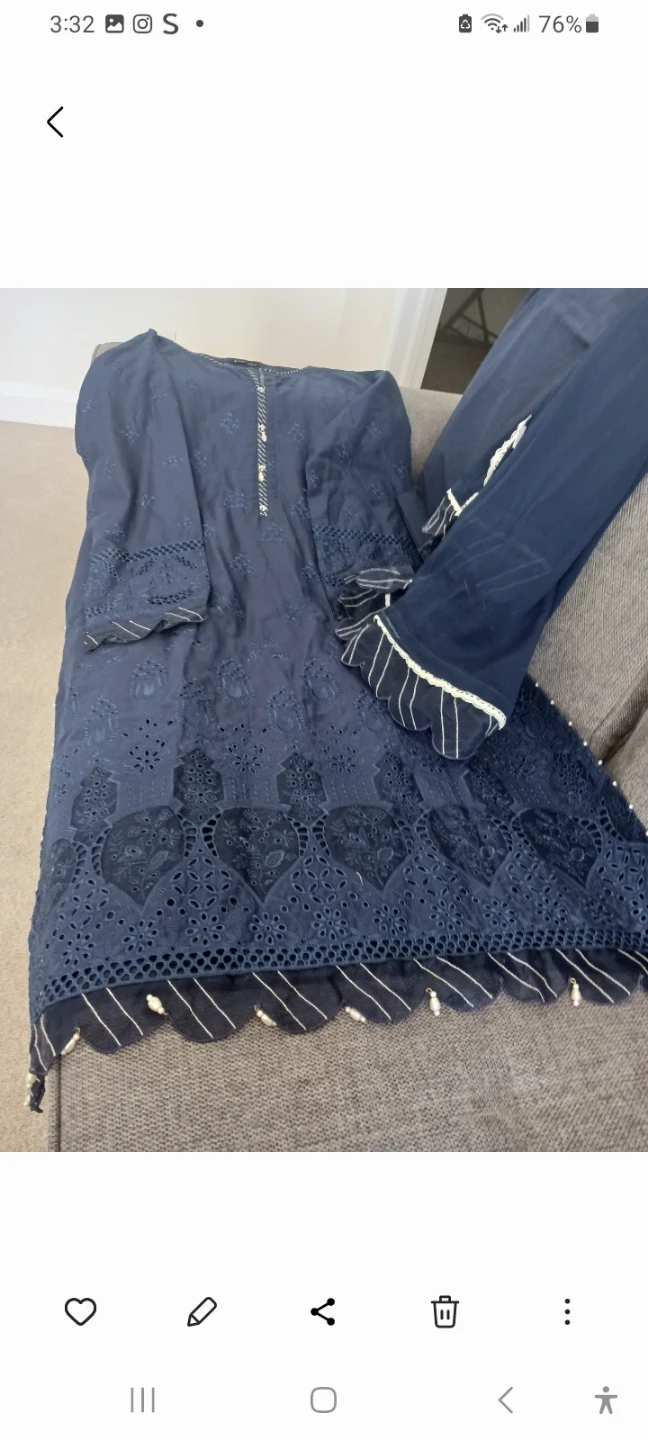 Navy Blue Embroidered Pakistani Suit Set - photo 2
