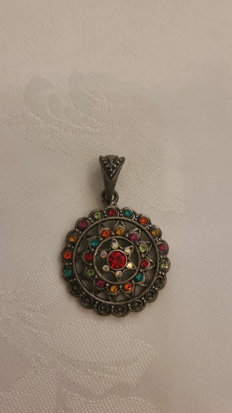 Circular Rainbow Rhinestone Pendant