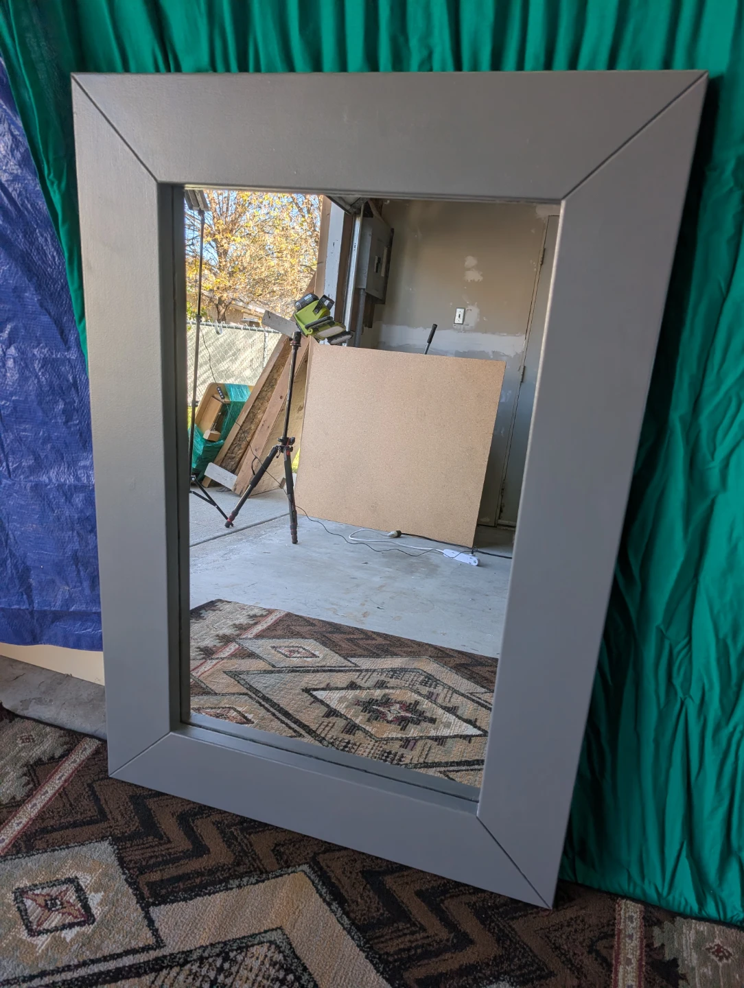 Large grey framed wall mirror - photo 4