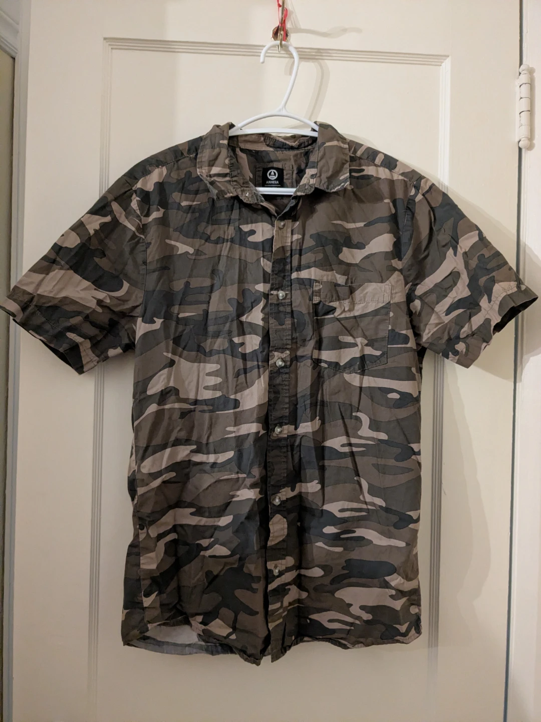 Camo Print Short Sleeve Button Up