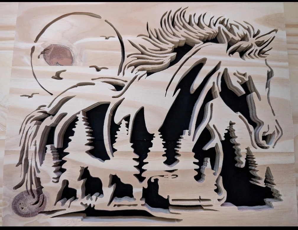 Handcrafted Wild Horse Scroll Saw Wall Art