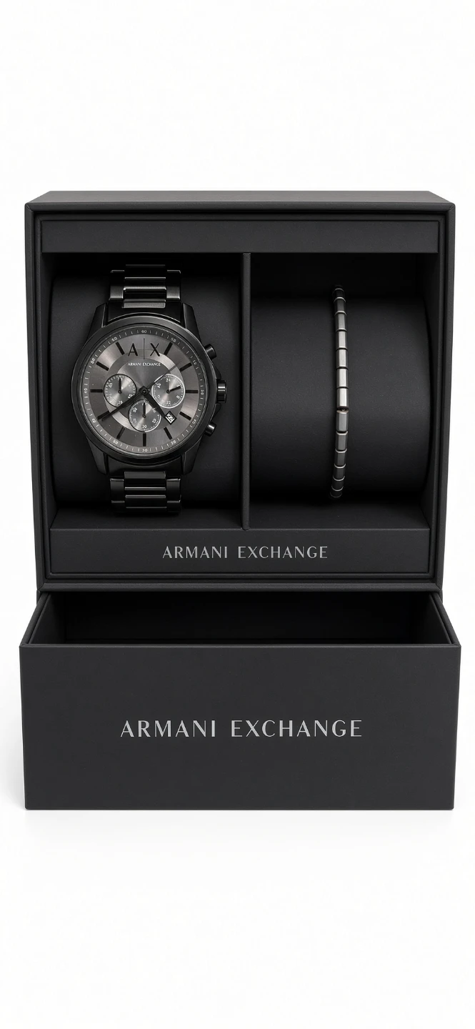 Armani Exchange Chronograph Watch + Bracelet Set