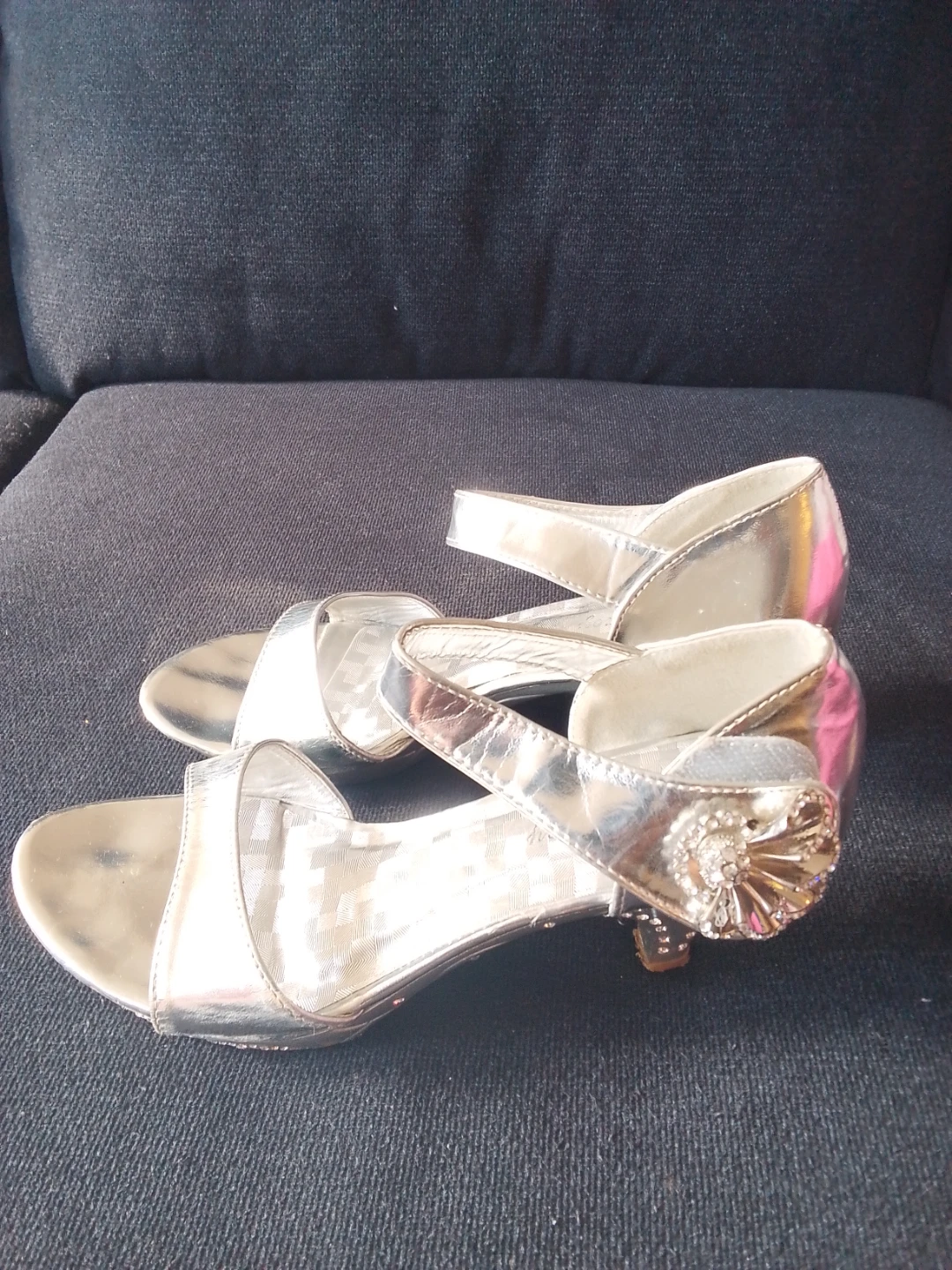 Silver fancy sandals with jewelled detail - photo 2