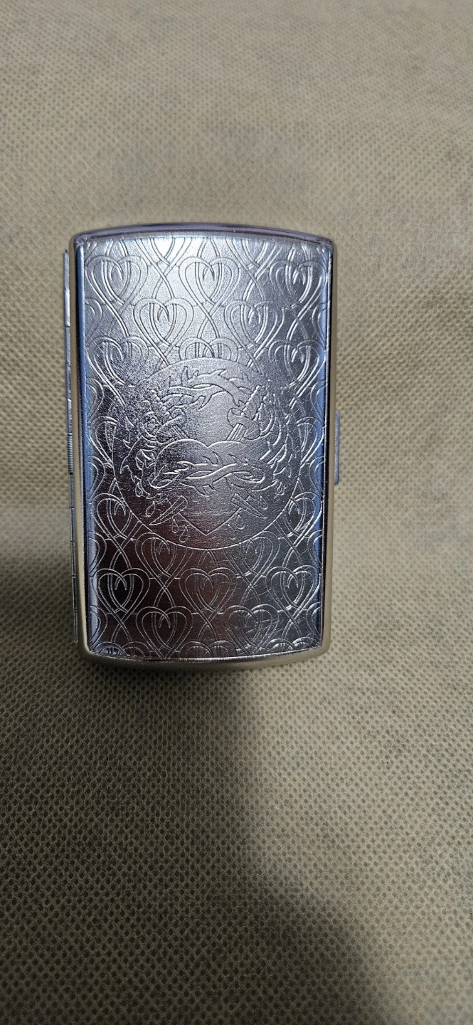 Vintage 20+ Year Old Silver-Tone Engraved Metal  Case