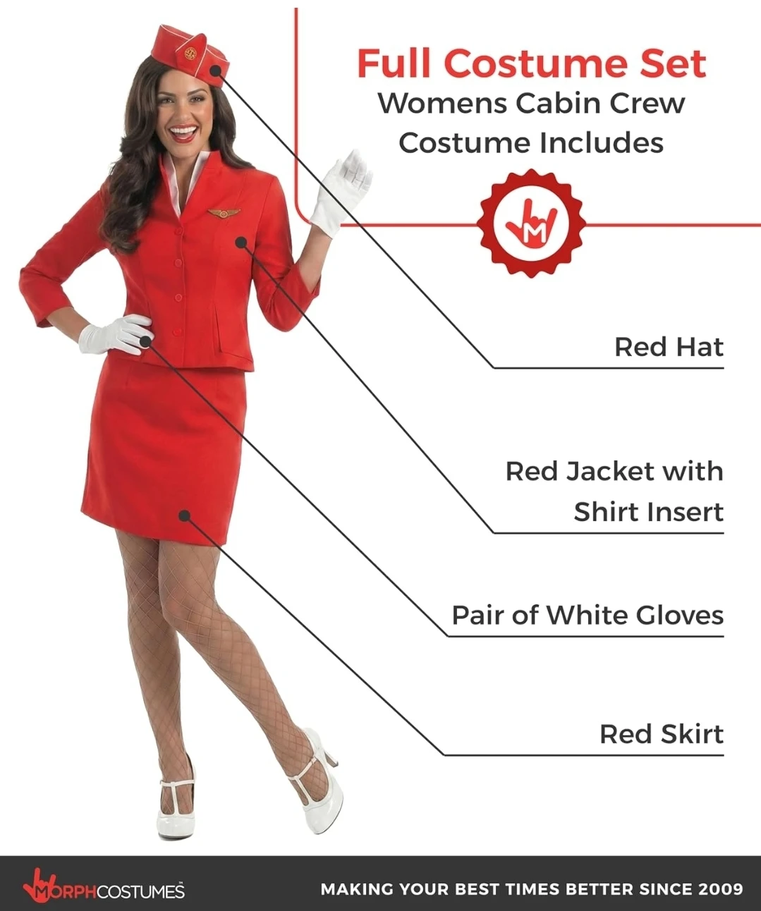 Red Flight Attendant Costume