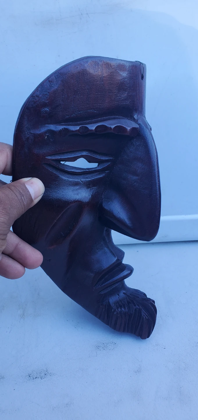 Hand-Carved Wooden Wall Mask - photo 3