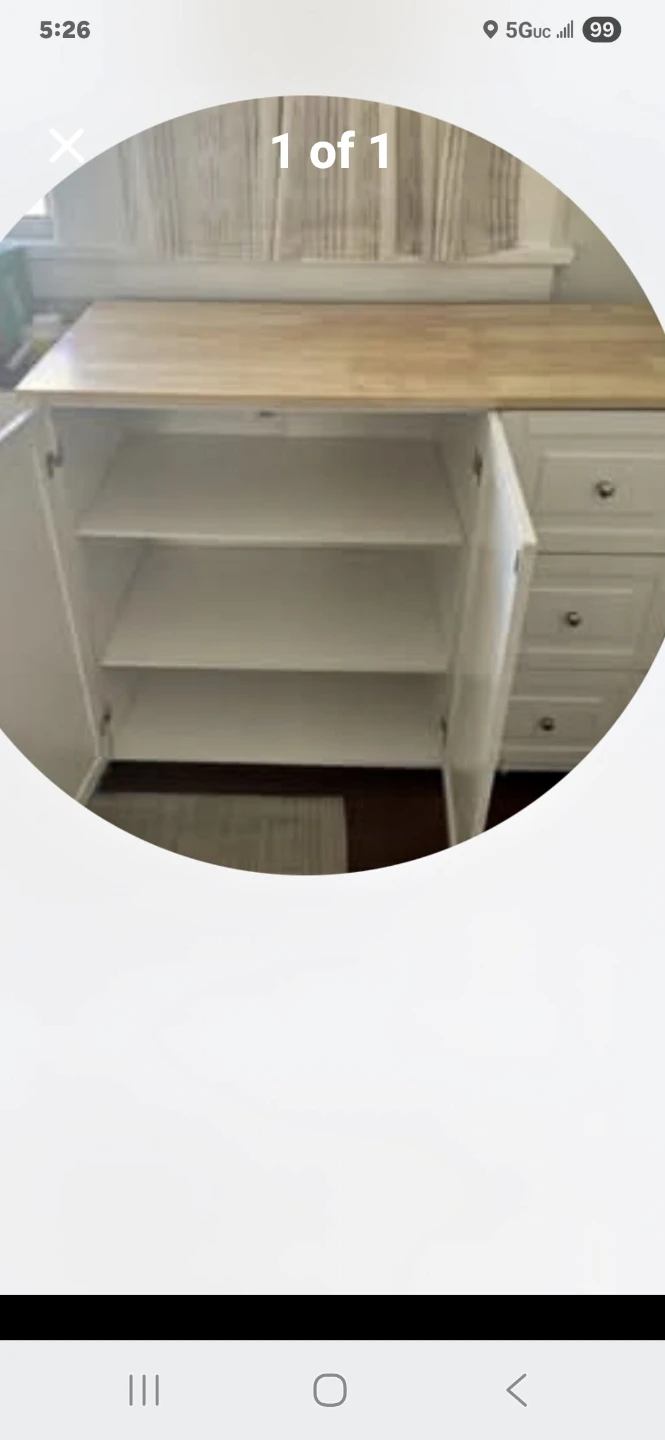 White Kitchen Island with Wood Top