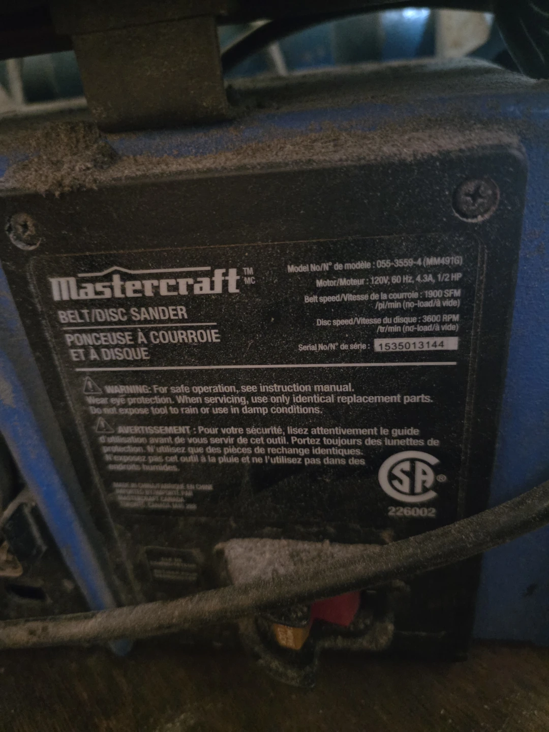 Mastercraft Belt/Disc Sander 055-3559-4 - photo 2