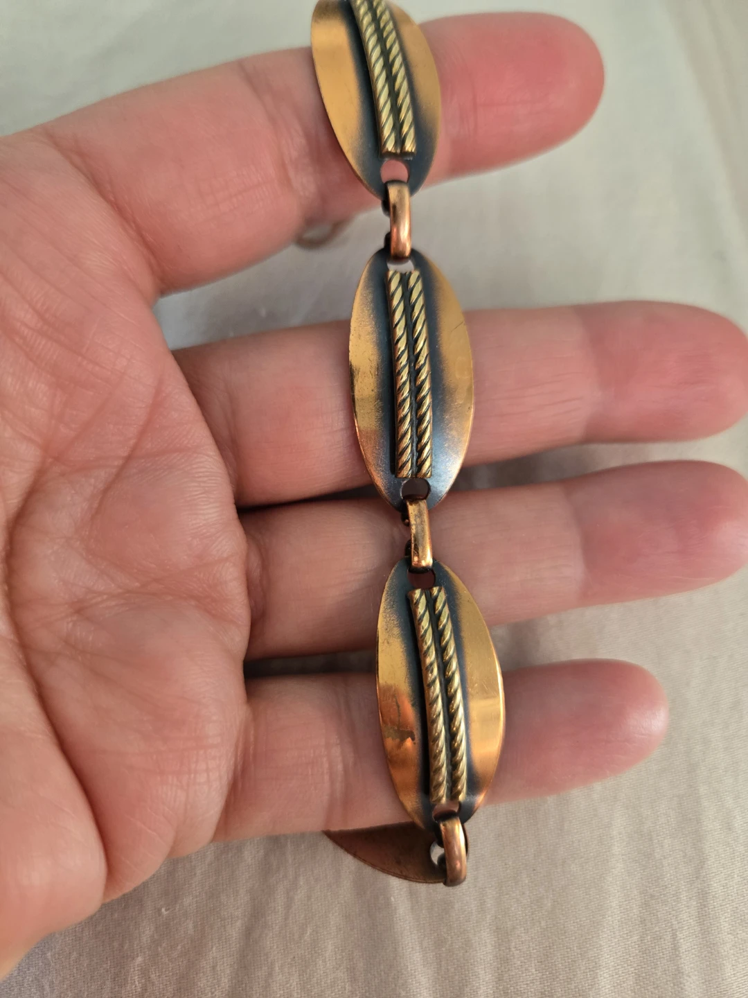 Vintage copper chain bracelet 7.5" - photo 3
