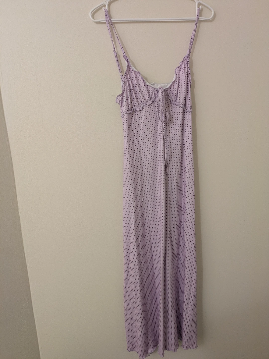 Lilac polka dot maxi dress