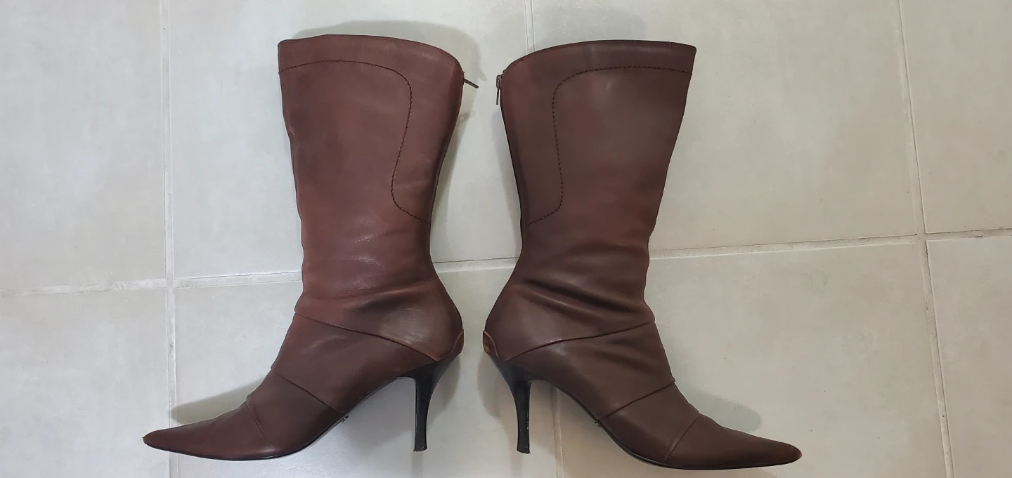 Brown Leather Heeled Boots