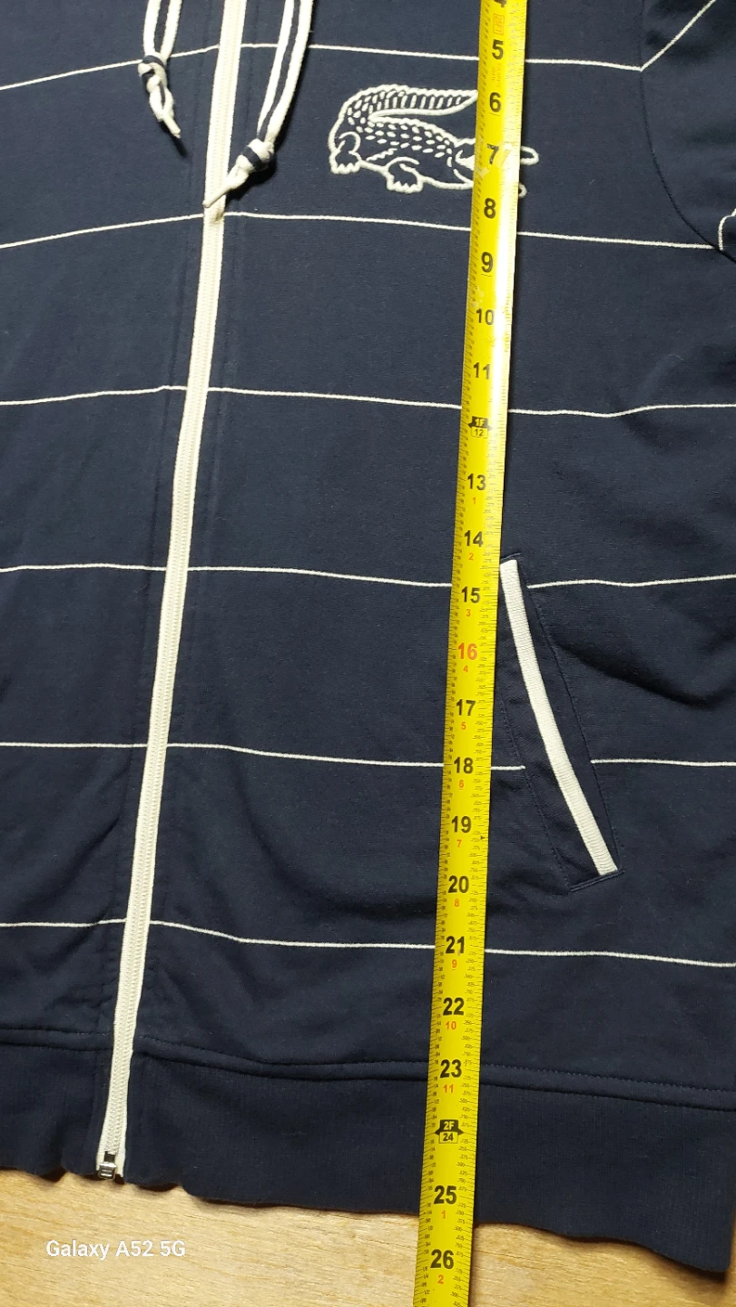 Lacoste Navy Striped Zip-Up Hoodie " big croc" - photo 4