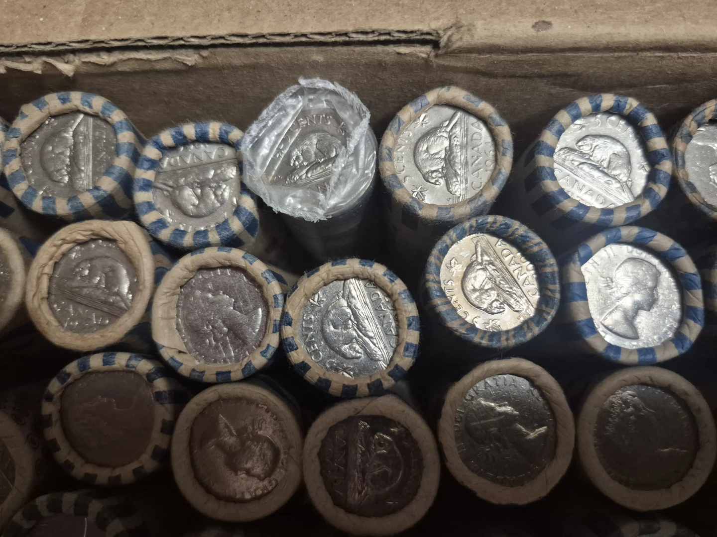 Collection of Canadian Nickels in Coin Rolls 50 1940+ - photo 4
