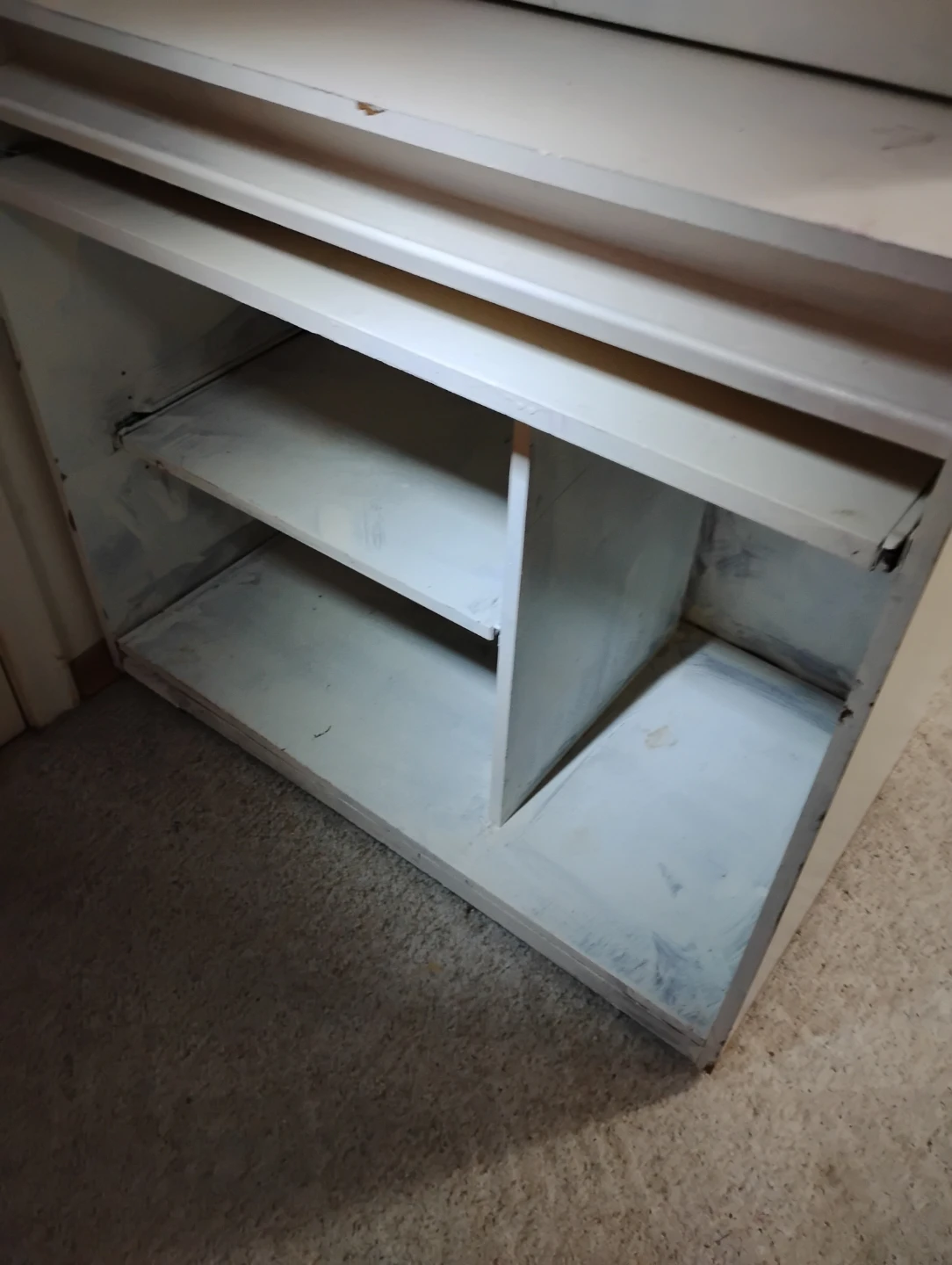 White Computer Desk Shelf, with cord access