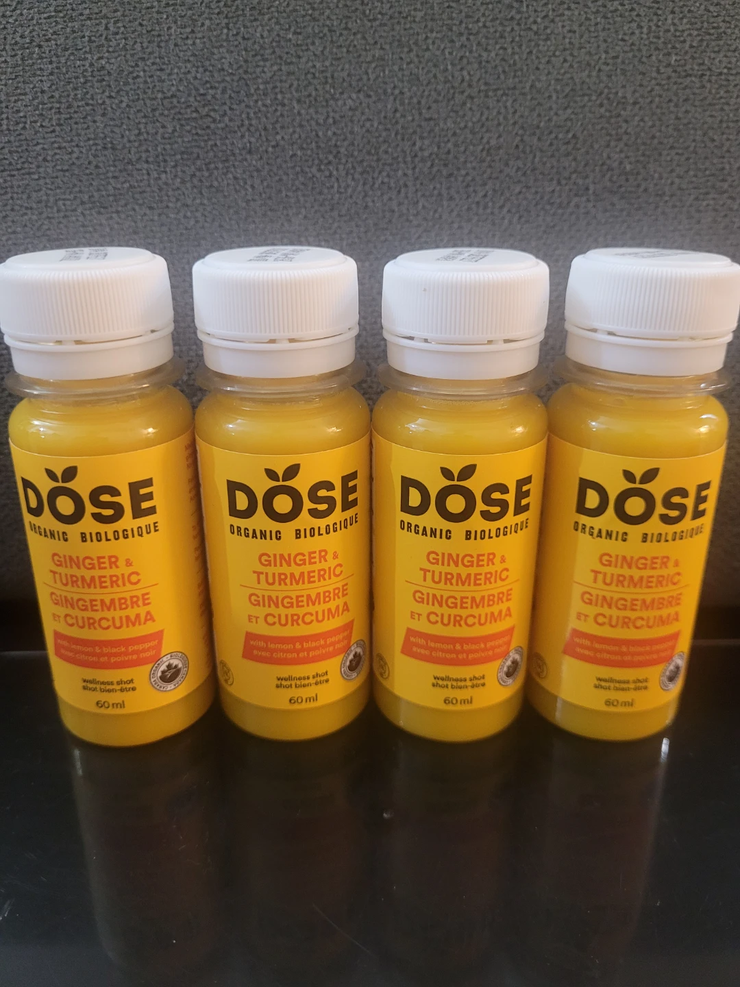 4 Pack DOSE Organic Ginger & Turmeric Wellness Shots