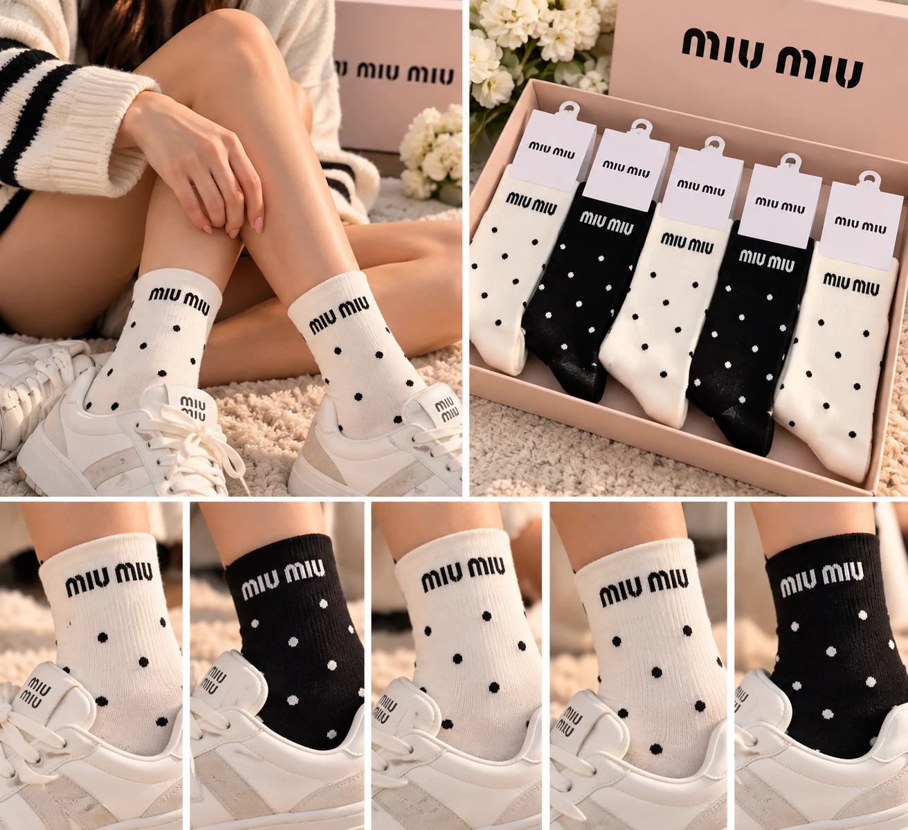Miu Miu Polka Dot Socks 5-Pack Set