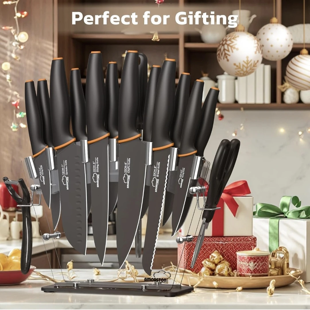Amorston Kitchen Knife Set with Clear Block - photo 2