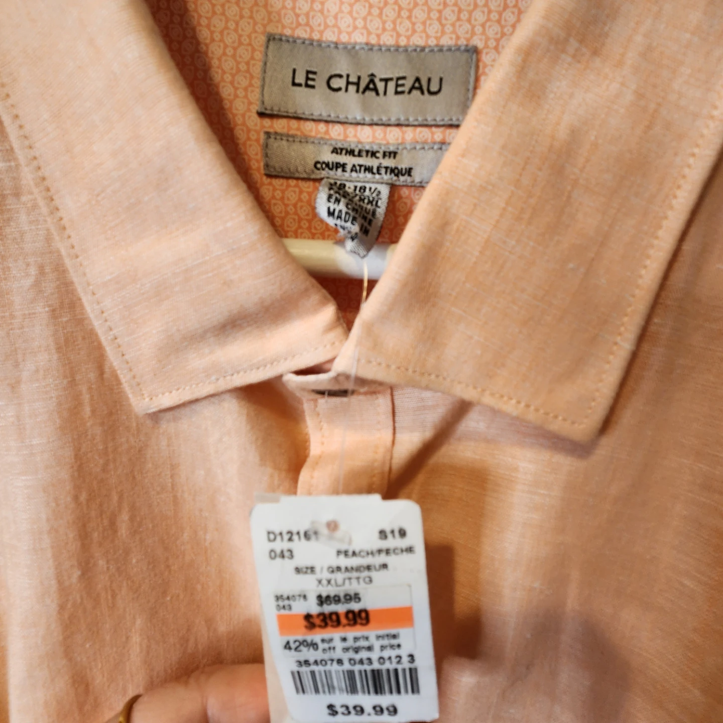 Le Château Athletic Fit Long Sleeve Shirt Peach Size XXL - photo 4