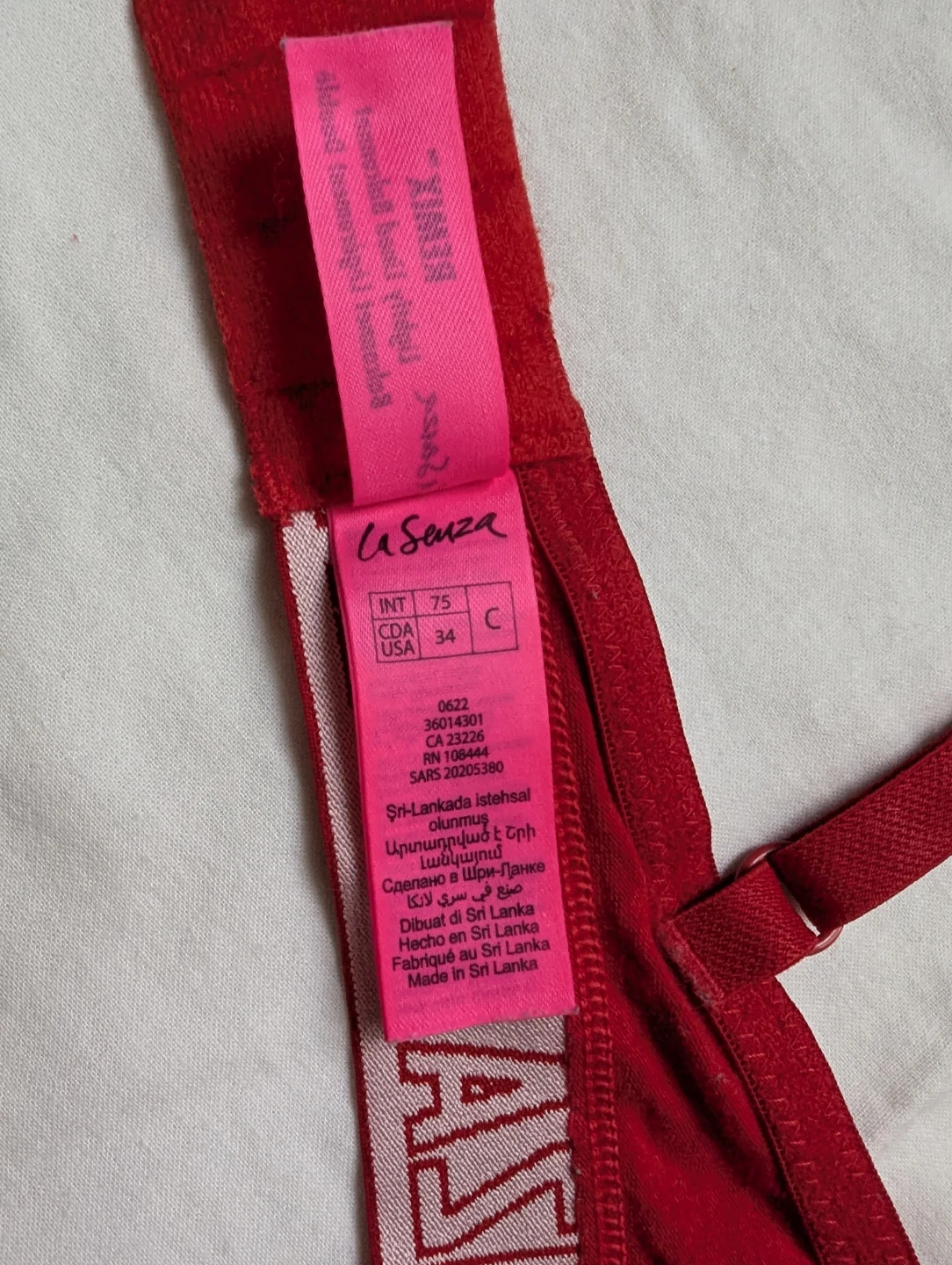 La Senza Remix Lightly Lined Cotton Balconnet Bra 34C red - photo 4