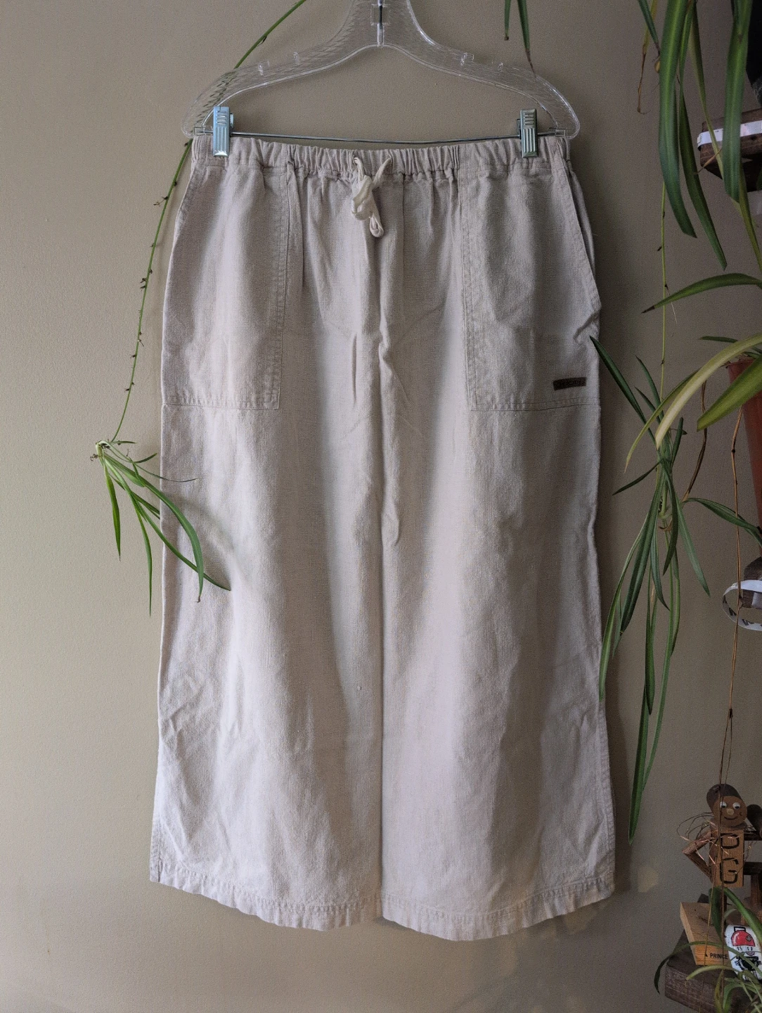 Cherokee beige linen-blend very long skirt