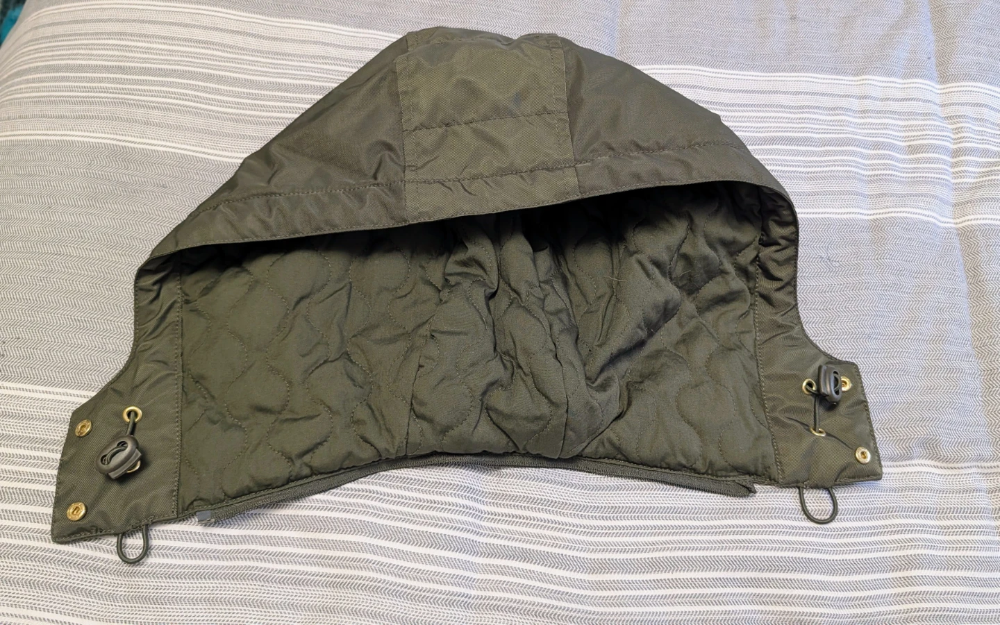 Detachable Olive Green Quilted Kids Hood