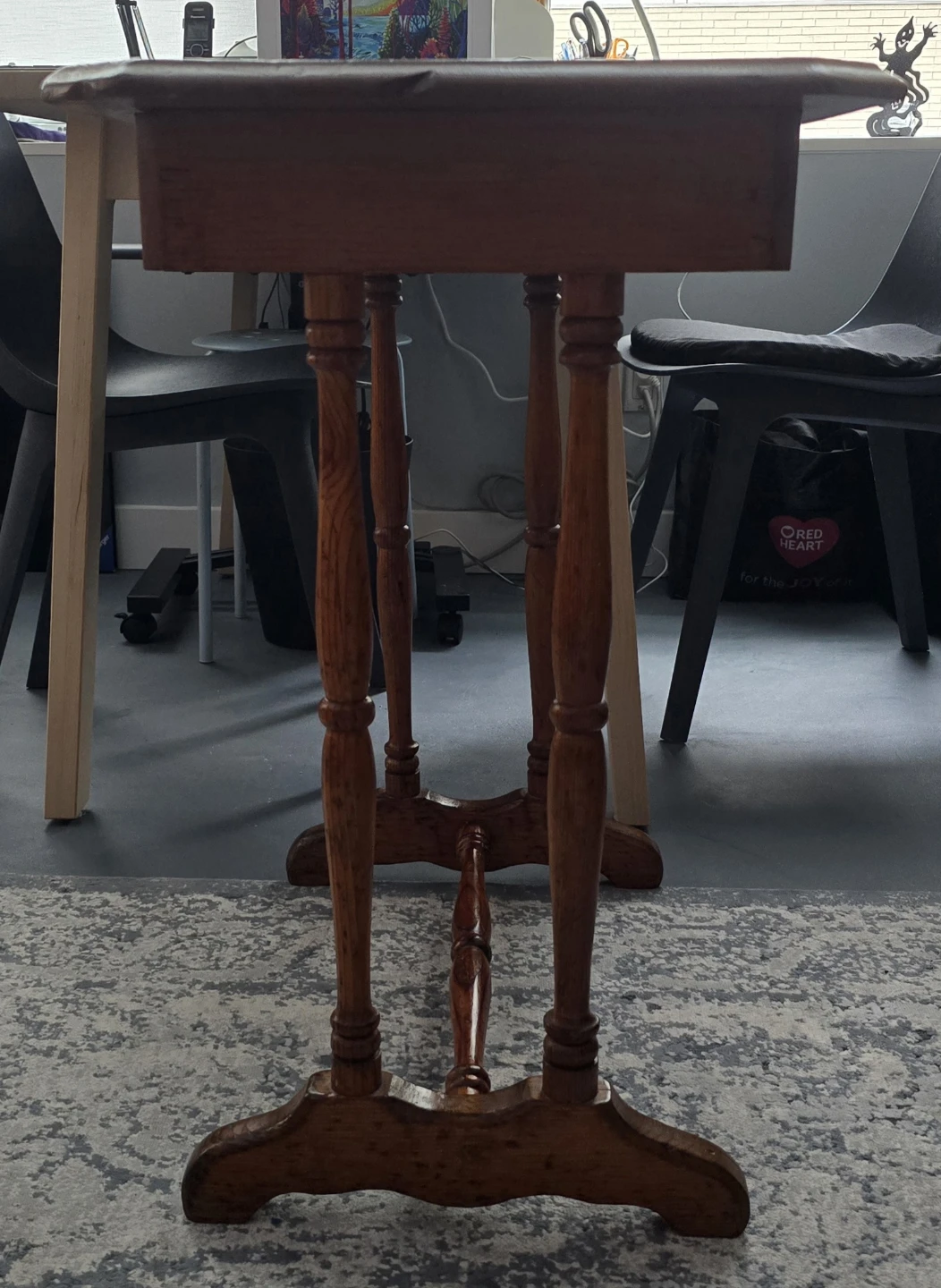 Vintage Wooden Side Table with Drawer - photo 4
