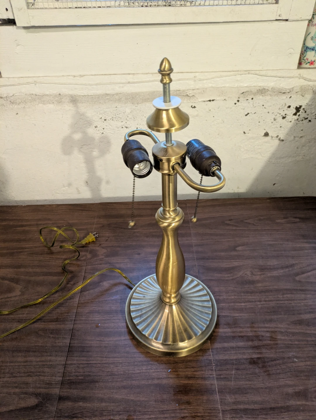 Vintage Brass Double Socket Table Lamp Base