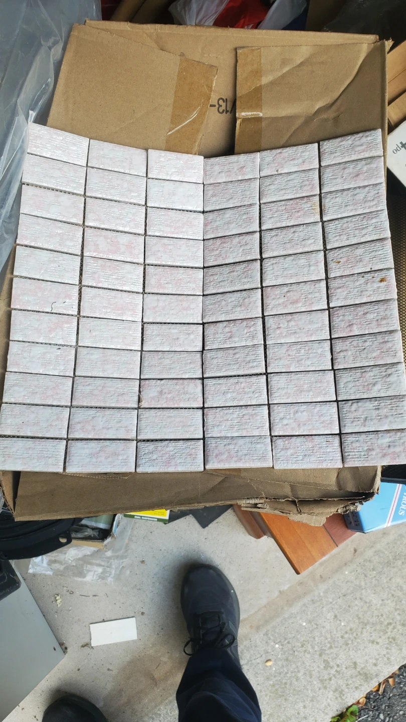 Pink and White Ceramic Mosaic Tile Sheets