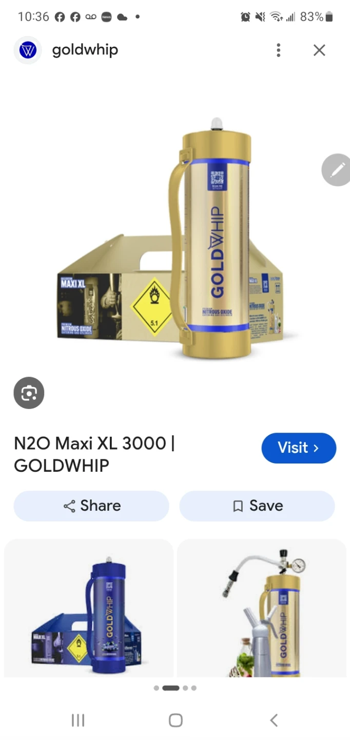 GoldWhip N2O Maxi XL 3000 Nitrous Oxide Cylinder