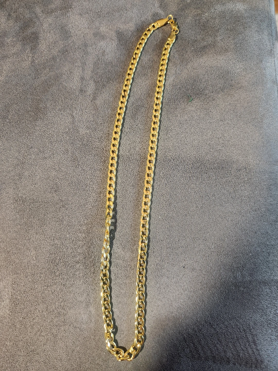 Gold-tone curb chain necklace plated