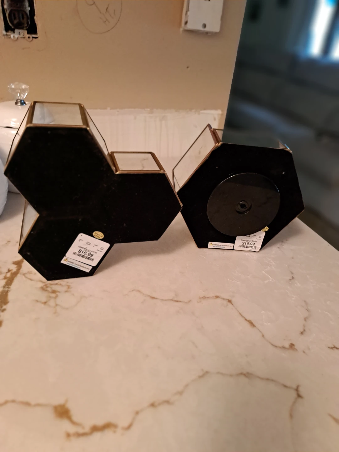 Glass and Brass Hexagonal Desk Organizers - photo 4