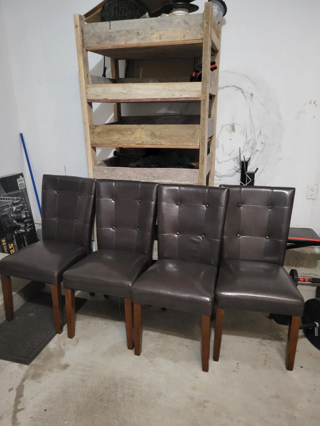 Set of 4 Brown Faux Leather Dining Chairs - photo 4