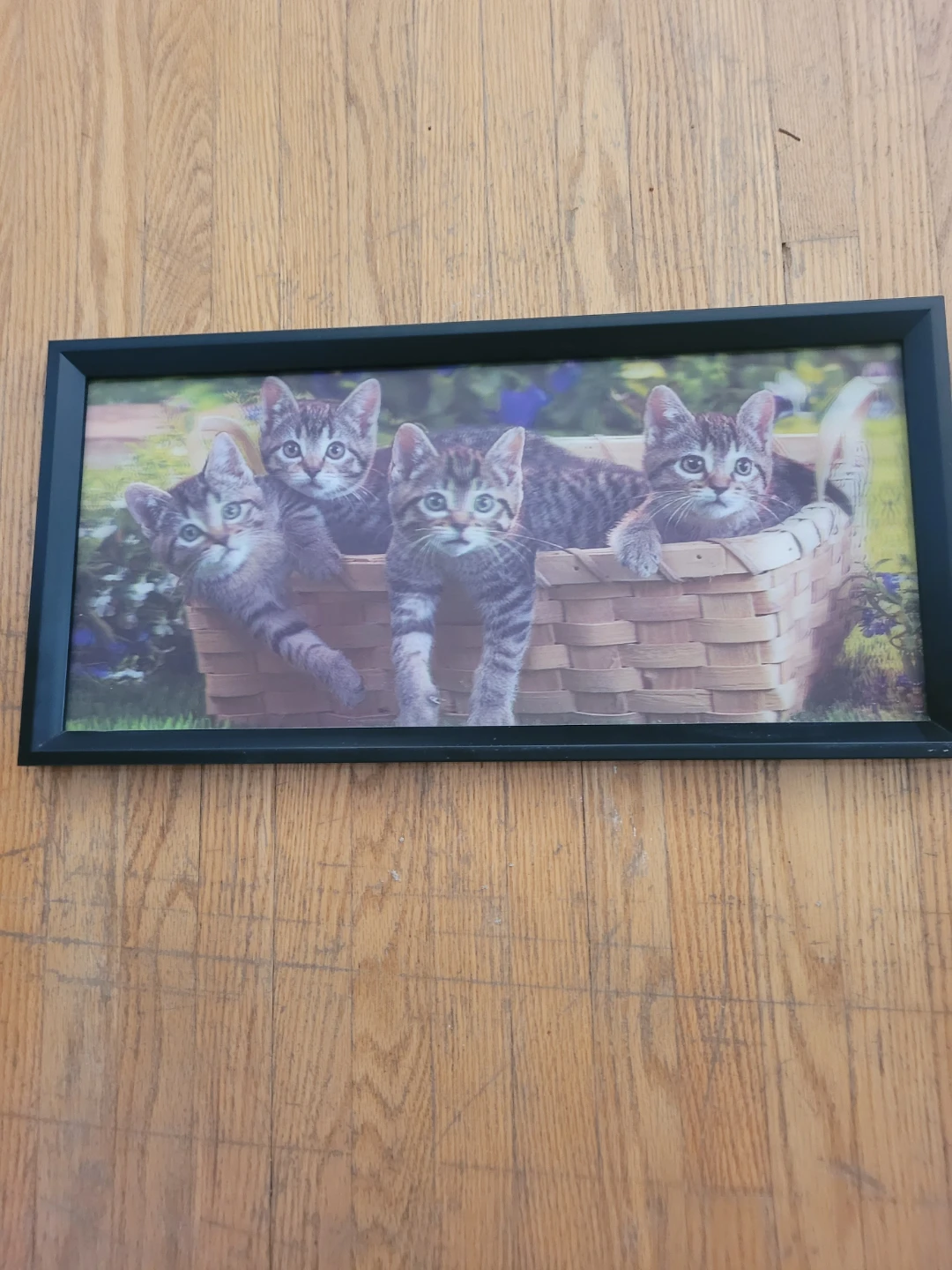 Kittens in a Basket Framed holographic Picture - photo 3