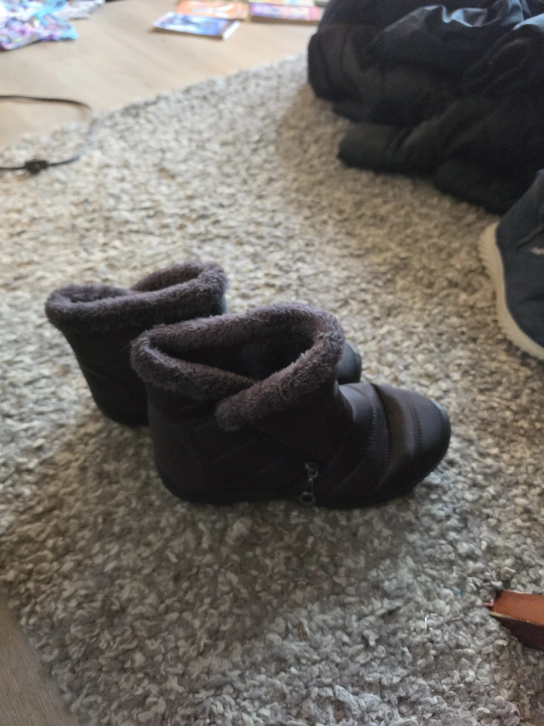 AB Black Faux Fur Lined Ankle Boots - photo 2