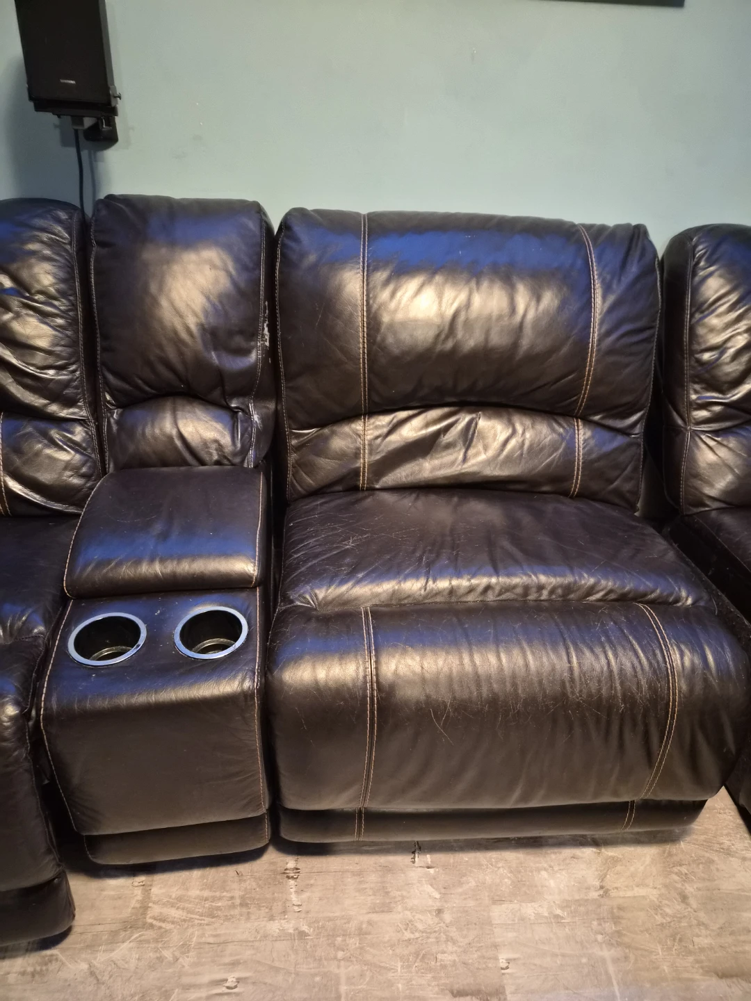 Black Leather Reclining Sectional Sofa - photo 4