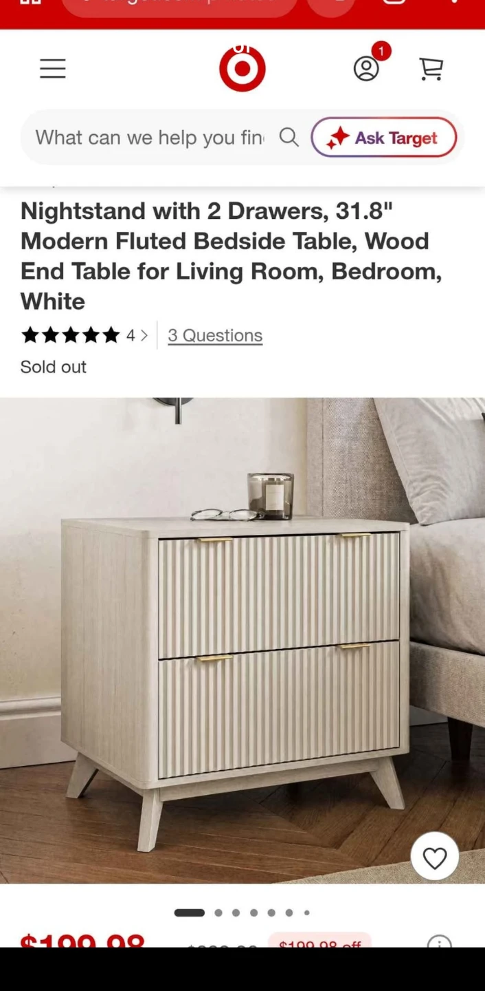 Modern Fluted 2-Drawer Nightstand, White - photo 3